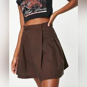 ASOS Design Curve Brown Pleated Mini Wrap Skirt Women's Size 16